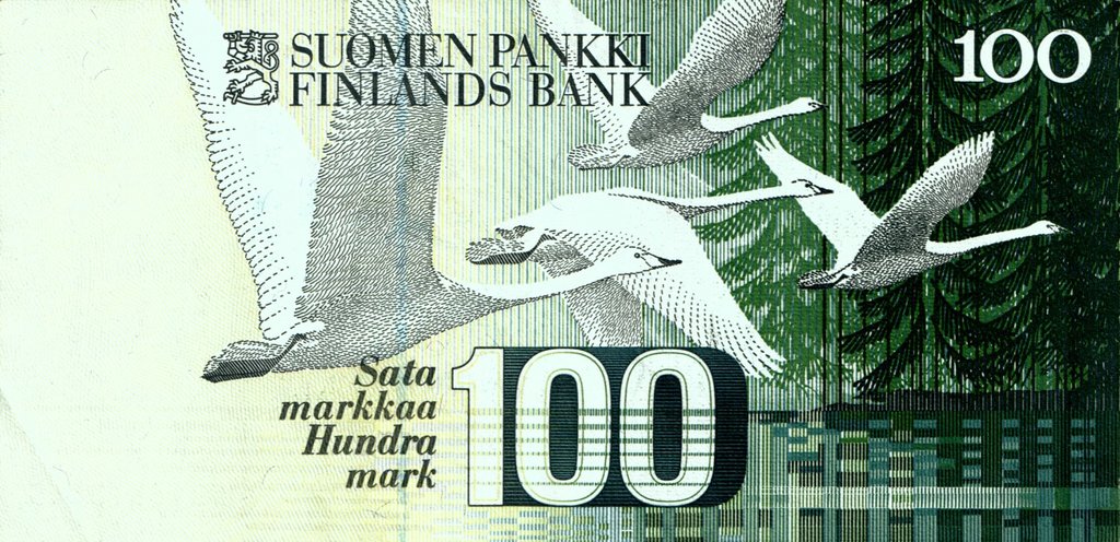 (1986 Litt A) Банкнота Финляндия 1986 год 100 марок &quot;Ян Сибелиус&quot; Vanhala - Koivikko  VF